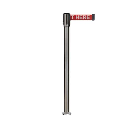 Retractable Belt Fixed Stanchion, 2ft Sat.Steel Post  7.5ft RWait